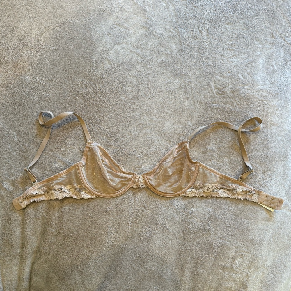 Calvin Klein Sheer Lace Underwire Bra in Nude Beige